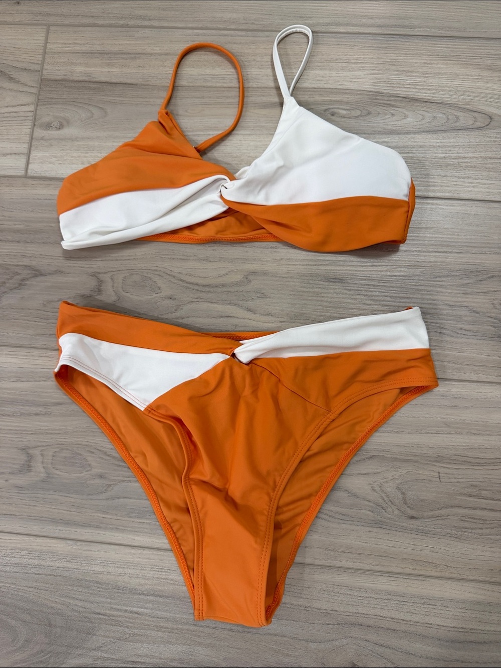 Orange & White Twist Bikini Set